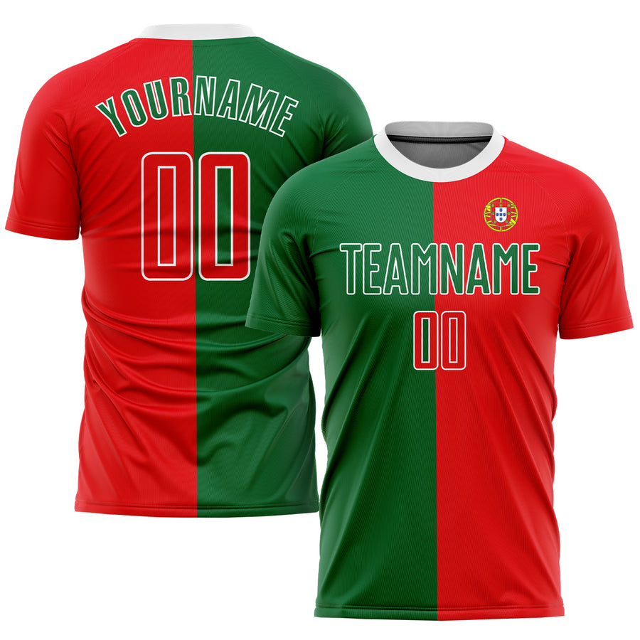 Soccer shirt in colors of portuguese flag. National jersey for