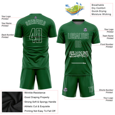 Custom Green Green-White Sublimation Saudi Arabian Flag Soccer Uniform Jersey