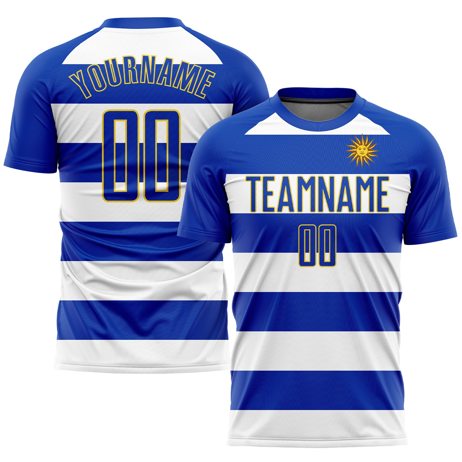 Custom Royal Lakes Blue-White Sublimation Soccer Uniform Jersey