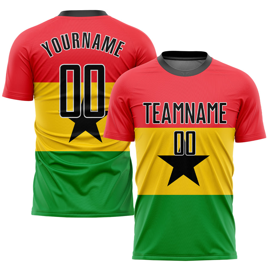 Ghana Soccer Child Jersey- Yellow/Ghanaian Flag Colors