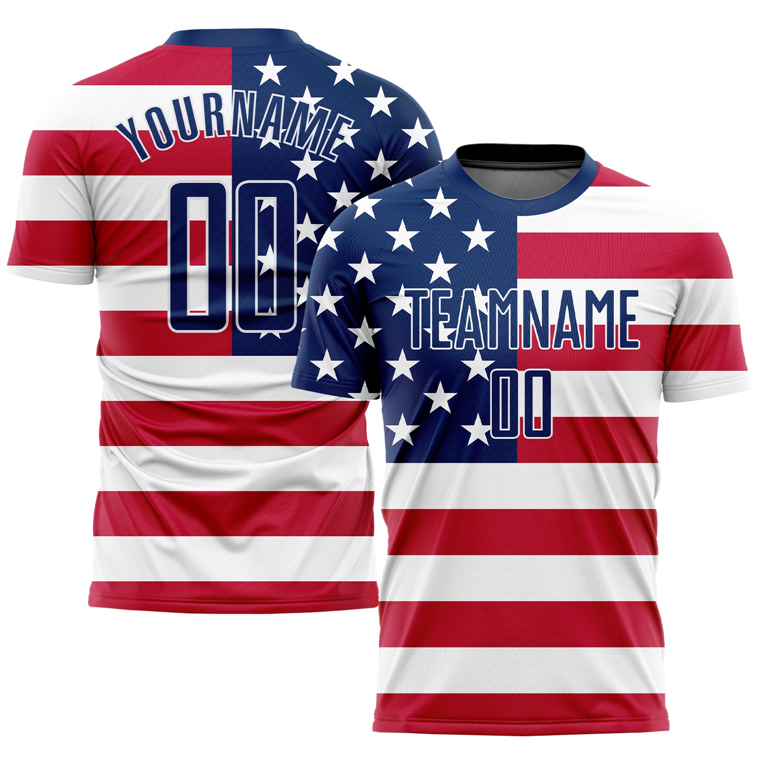 Custom Red Royal-White Sublimation American Flag Soccer Uniform Jersey