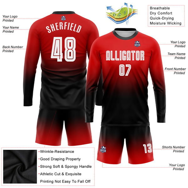 FANSIDEA Custom Crimson Cream-Black Sublimation Fade Fashion Soccer Uniform Jersey Youth Size:130
