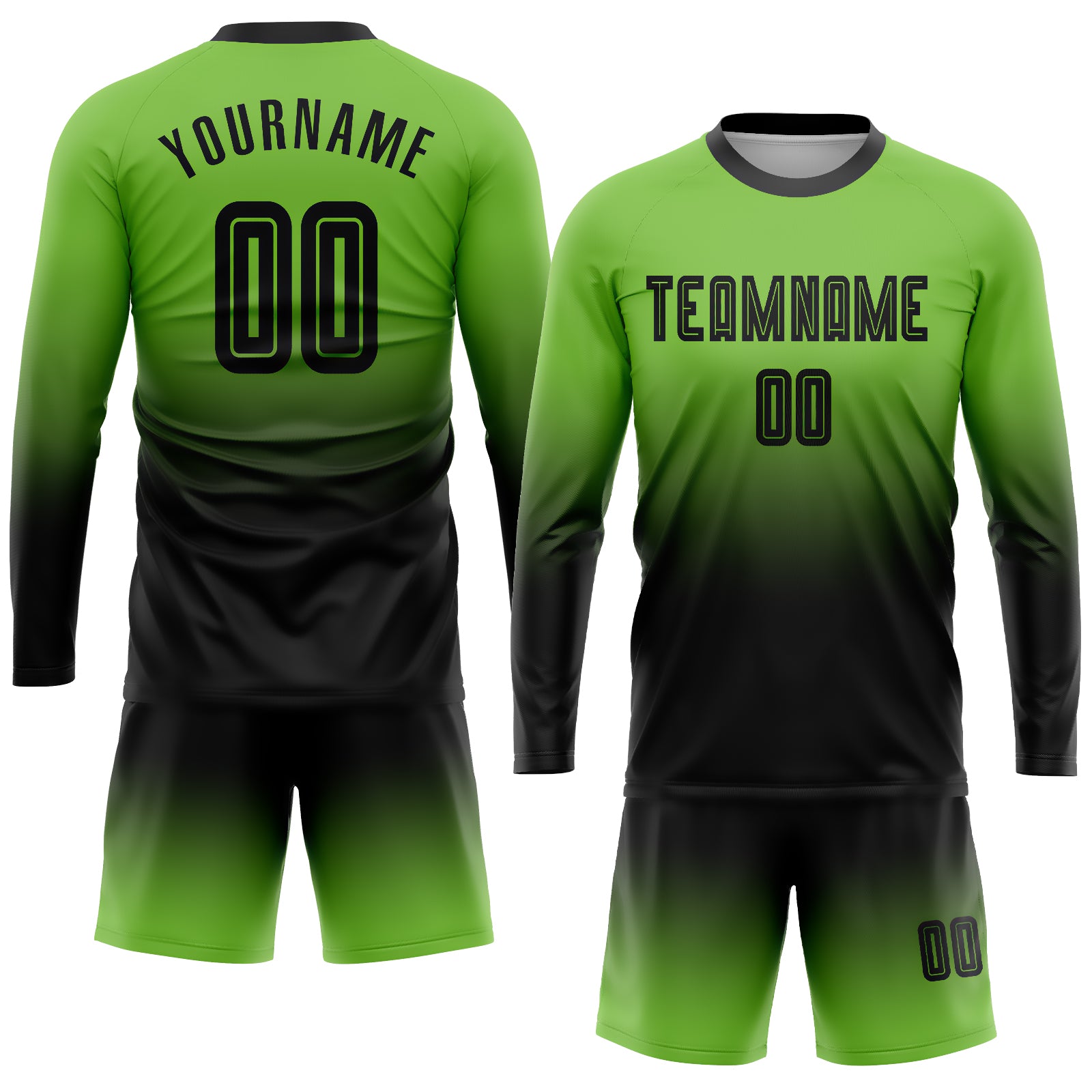 Custom Black Soccer Uniform Jersey Neon Green Sublimation - FansIdea