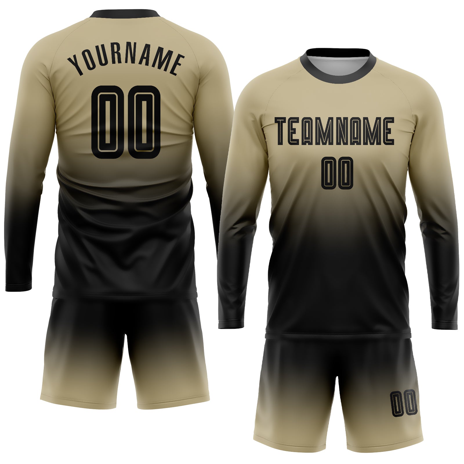 FANSIDEA Custom Gold Black-White Sublimation Soccer Uniform Jersey Women's Size:XL