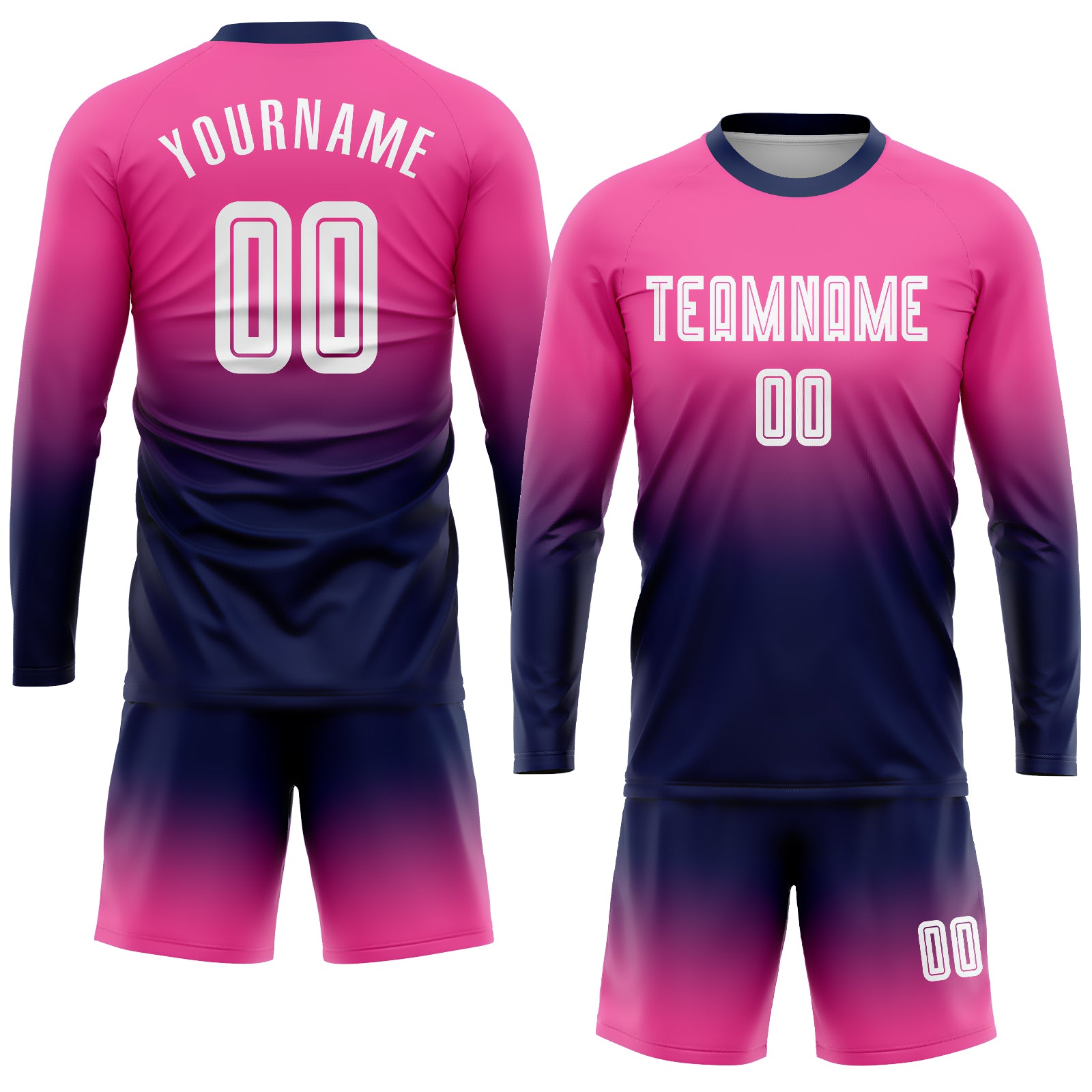 FANSIDEA Custom Pink Light Blue-White Sublimation Soccer Uniform Jersey Men's Size:S