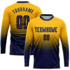 Custom Gold Navy Sublimation Long Sleeve Fade Fashion Soccer Uniform Jersey