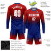 Custom Red White-Royal Sublimation Long Sleeve Fade Fashion Soccer Uniform Jersey