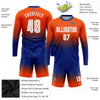 Custom Orange White-Royal Sublimation Long Sleeve Fade Fashion Soccer Uniform Jersey