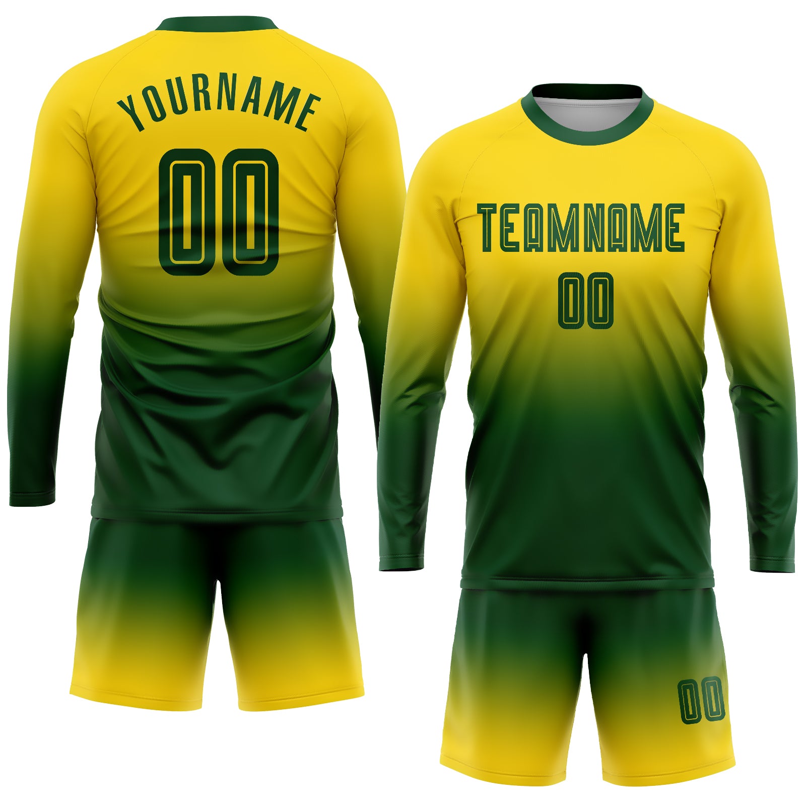 FANSIDEA Custom Black Black-Gold Green Sublimation Soccer Uniform Jersey Youth Size:140