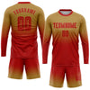 Custom Old Gold Red Sublimation Long Sleeve Fade Fashion Soccer Uniform Jersey