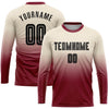 Custom Cream Black-Crimson Sublimation Long Sleeve Fade Fashion Soccer Uniform Jersey