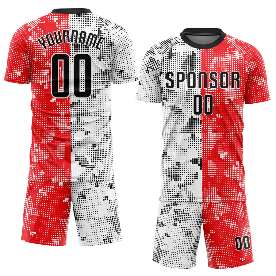 Custom Red Black-White Sublimation Soccer Uniform Jersey