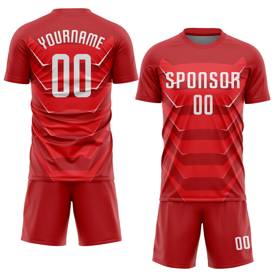 Custom Red White Sublimation Soccer Uniform Jersey