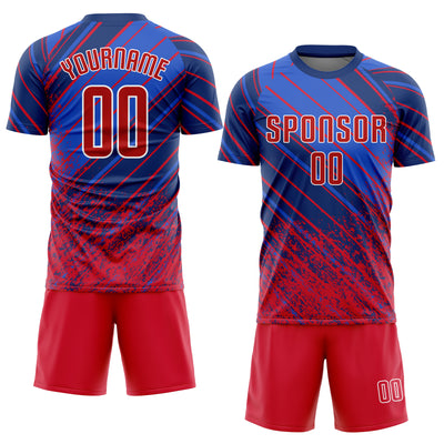 Custom Royal Red-White Sublimation Soccer Uniform Jersey