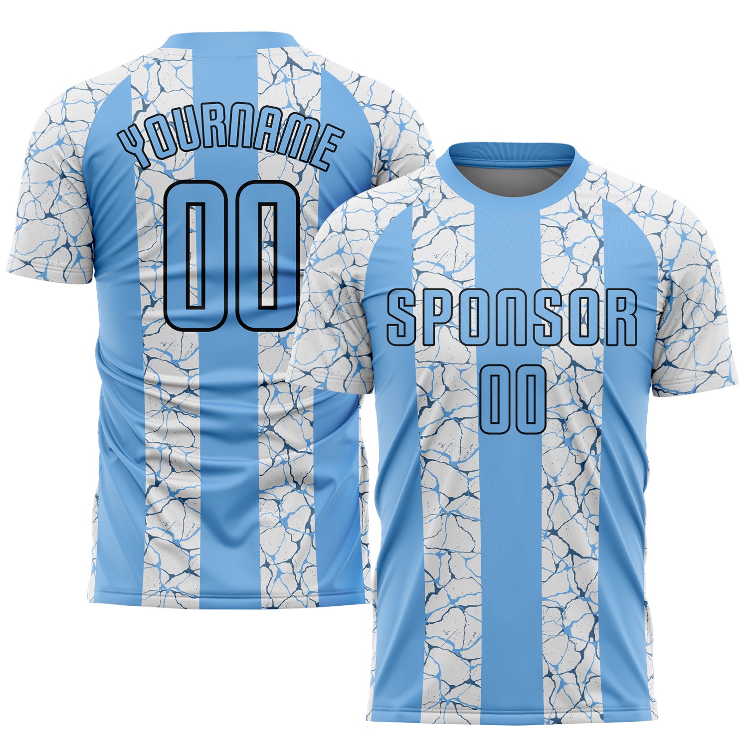 FANSIDEA Custom Light Blue White-Royal Sublimation Soccer Uniform Jersey Youth Size:110