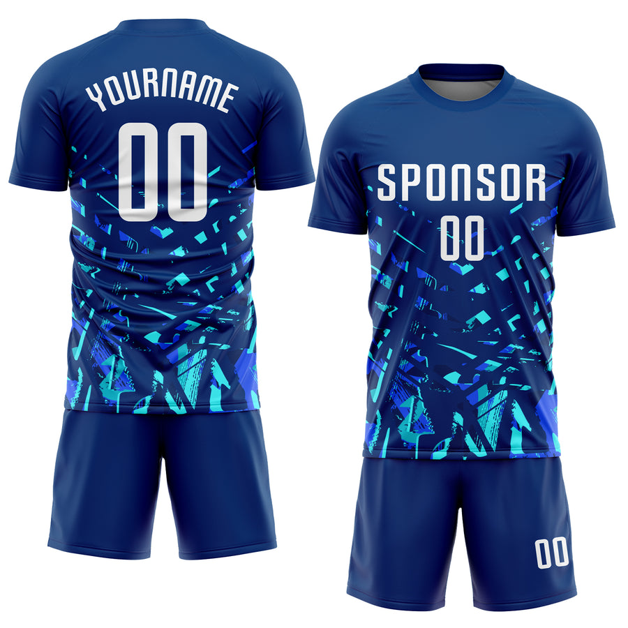 Custom Royal White-Lakes Blue Sublimation Soccer Uniform Jersey