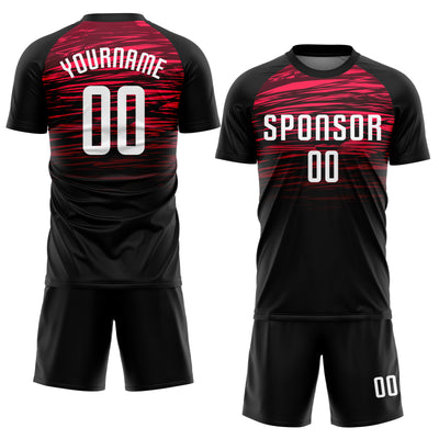 Custom Black White-Red Sublimation Soccer Uniform Jersey