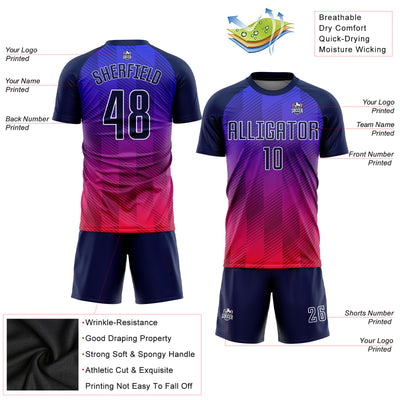 Custom Royal Navy-Hot Pink Sublimation Soccer Uniform Jersey