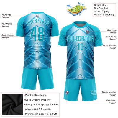 Custom Sky Blue Lakes Blue-White Sublimation Soccer Uniform Jersey