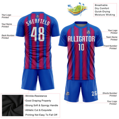 Custom Royal White-Red Sublimation Soccer Uniform Jersey