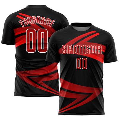 Custom Black Red-White Sublimation Soccer Uniform Jersey