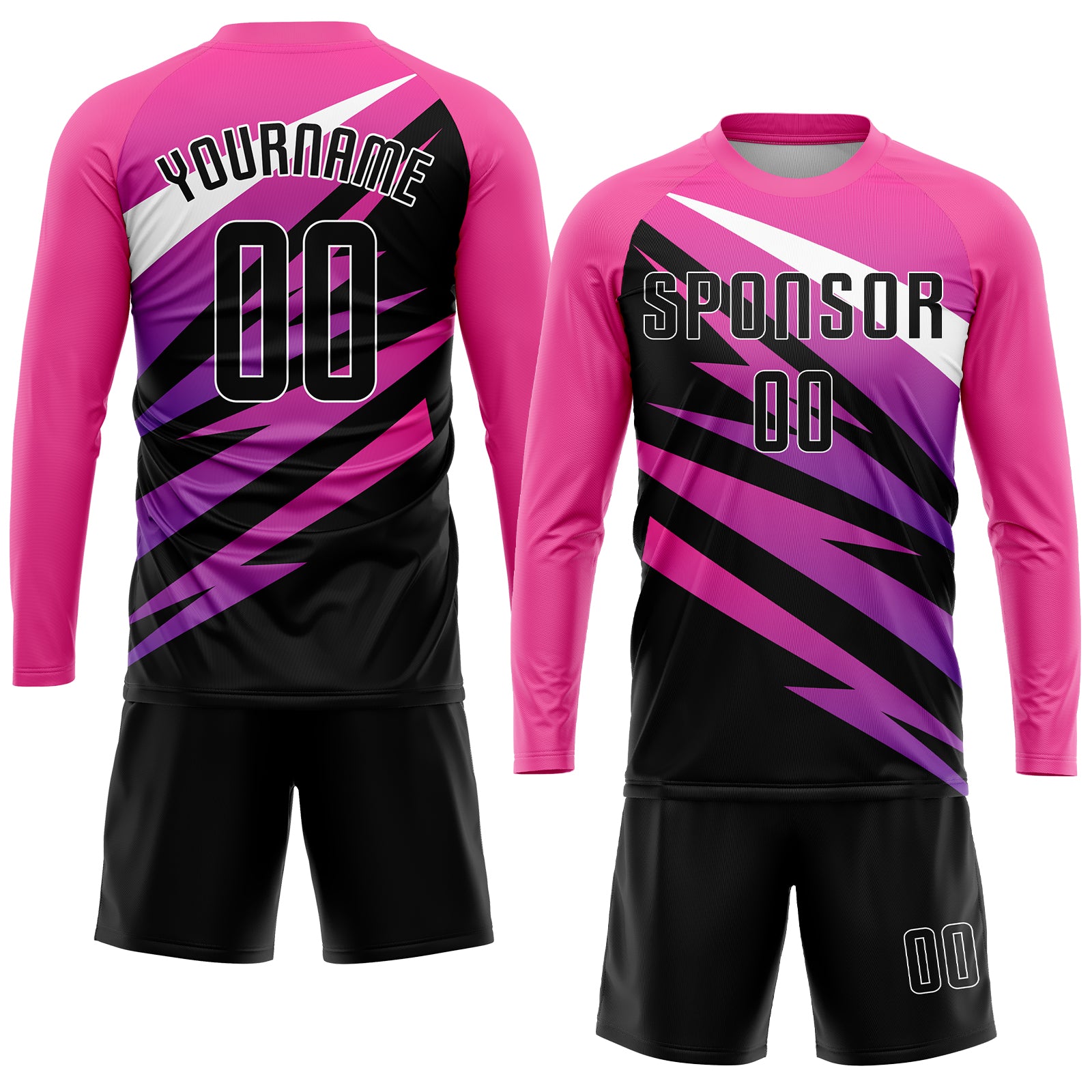 Custom Pink Black-White Sublimation Soccer Uniform Jersey