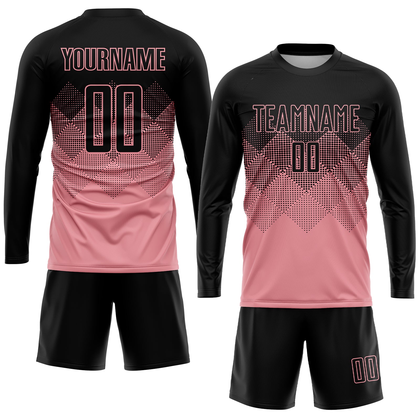 Custom Medium Pink Black Sublimation Soccer Uniform Jersey