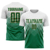 Custom White Kelly Green-Old Gold Sublimation Soccer Uniform Jersey