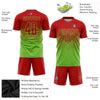 Custom Neon Green Red Sublimation Soccer Uniform Jersey