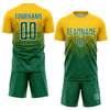 Custom Gold Kelly Green-White Sublimation Soccer Uniform Jersey