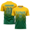 Custom Gold Kelly Green-White Sublimation Soccer Uniform Jersey