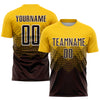 Custom Gold Brown-White Sublimation Soccer Uniform Jersey