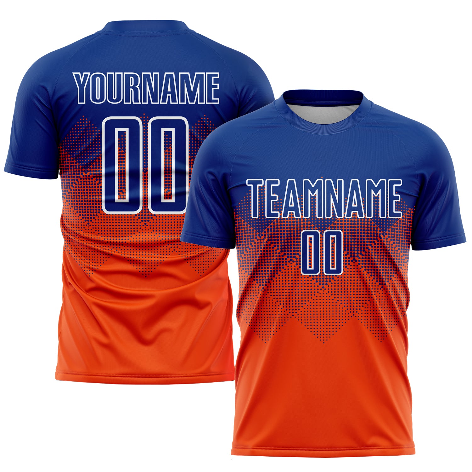 Custom Orange Royal-White Sublimation Soccer Uniform Jersey