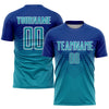 Custom Royal Teal-White Sublimation Soccer Uniform Jersey