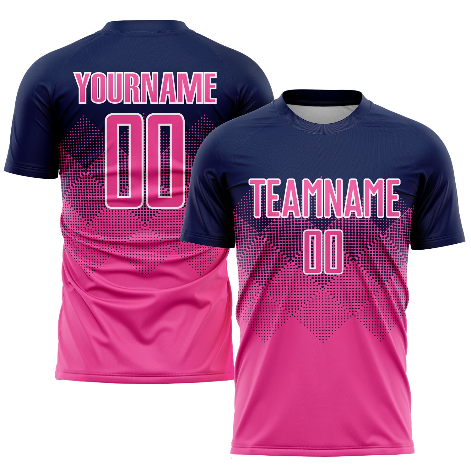Custom Navy White-Pink Sublimation Soccer Uniform Jersey Discount