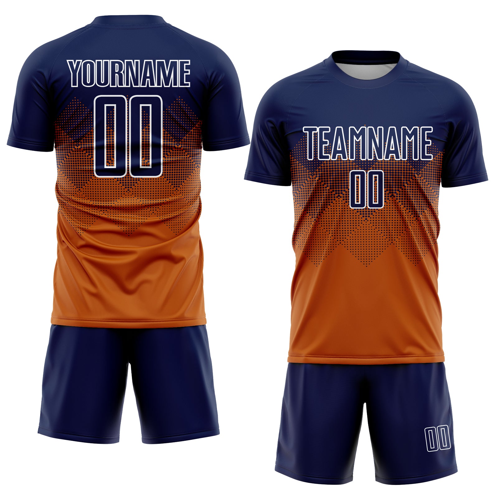 Custom Texas Orange Soccer Uniform Jersey Navy White Sublimation