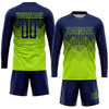 Custom Neon Green Navy Sublimation Soccer Uniform Jersey