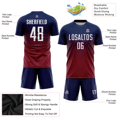 Custom Navy White-Crimson Sublimation Soccer Uniform Jersey