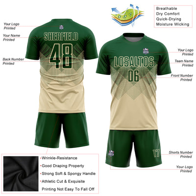 Custom Cream Green Sublimation Soccer Uniform Jersey