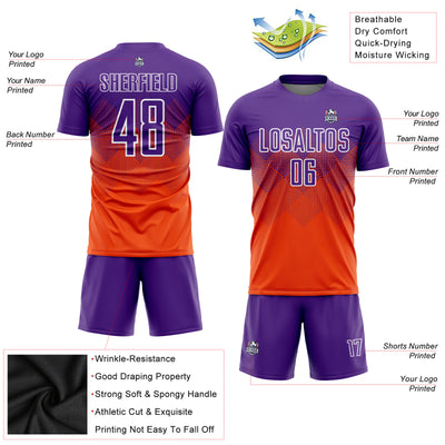 Custom Orange Purple-White Sublimation Soccer Uniform Jersey