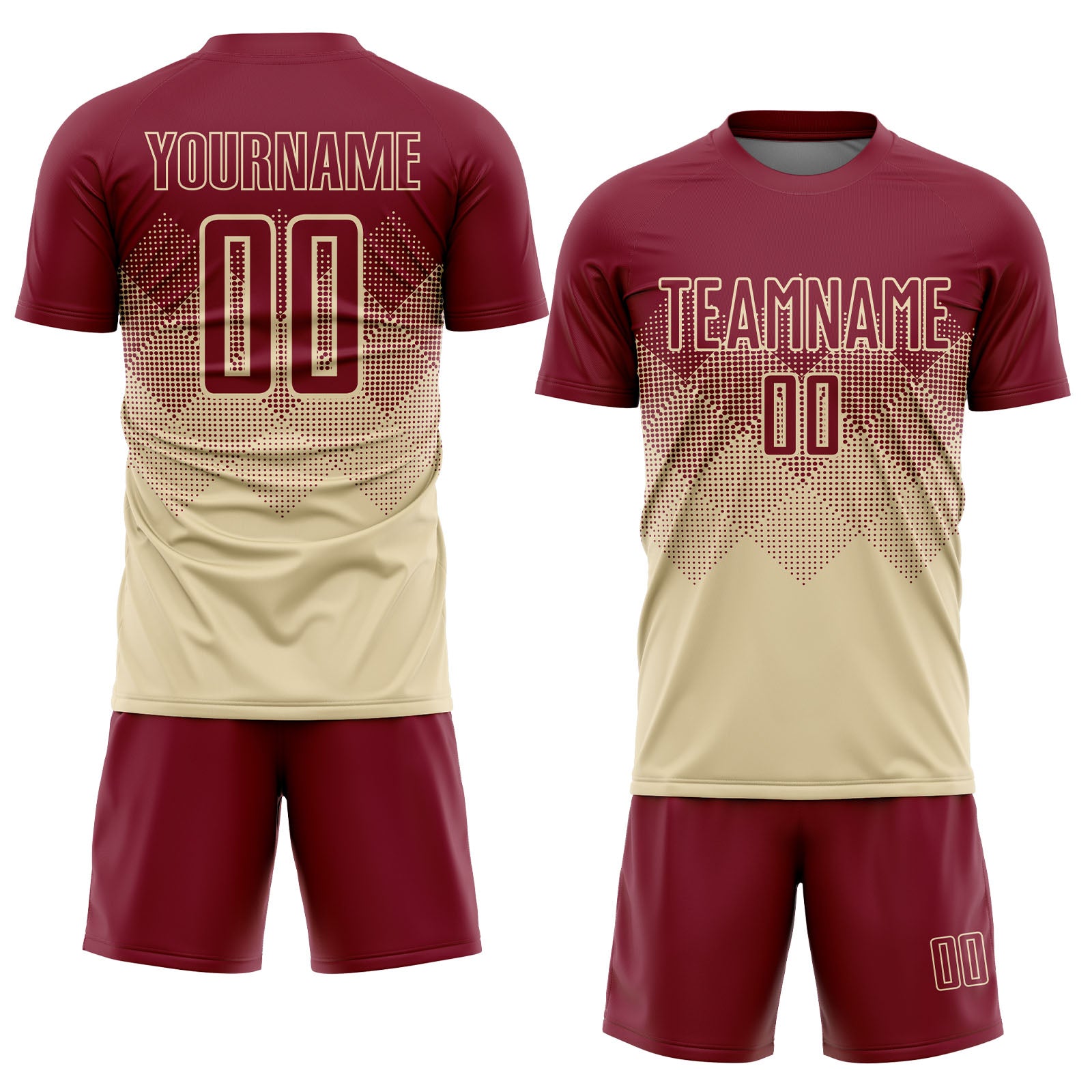 FANSIDEA Custom Crimson Cream-Black Sublimation Fade Fashion Soccer Uniform Jersey Youth Size:130