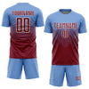 Custom Light Blue Crimson-Cream Sublimation Soccer Uniform Jersey