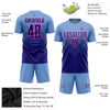 Custom Light Blue Dark Purple-Pink Sublimation Soccer Uniform Jersey