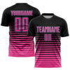 Custom Black Pink-Light Blue Pinstripe Fade Fashion Sublimation Soccer Uniform Jersey