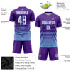 Custom Purple White-Light Blue Pinstripe Fade Fashion Sublimation Soccer Uniform Jersey