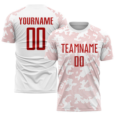 Custom White Red Sublimation Soccer Uniform Jersey