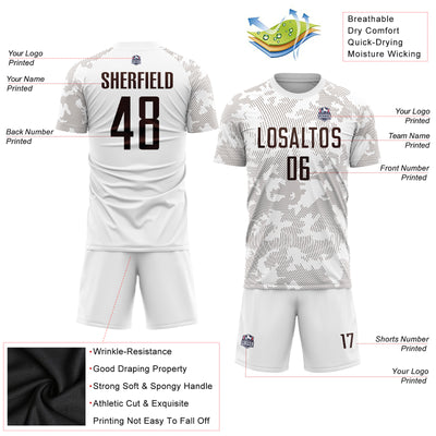 Custom White Brown Sublimation Soccer Uniform Jersey