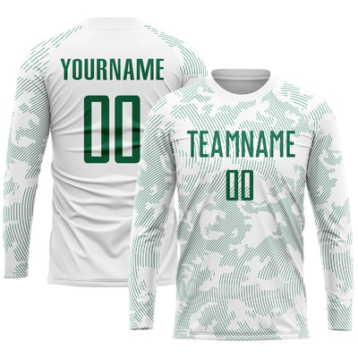 Custom White Kelly Green Sublimation Soccer Uniform Jersey