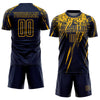 Custom Navy Yellow Sublimation Soccer Uniform Jersey