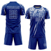 Custom Royal White Sublimation Soccer Uniform Jersey